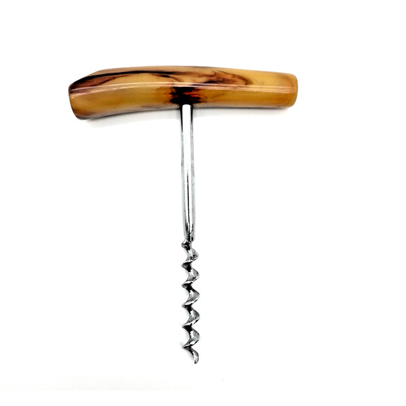 Vintage Corkscrew Bakelite Handle Marbled Butterscotch MCM Wine Opener Barware - Picture 1 of 7